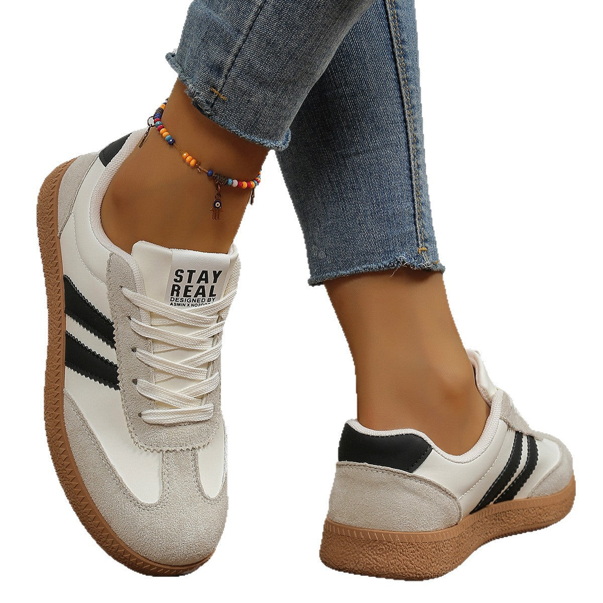 Damen Sneakers im sportlichen Retro-Design mit atmungsaktiven Mesh-Einsätzen und bequemer Sohle R&B