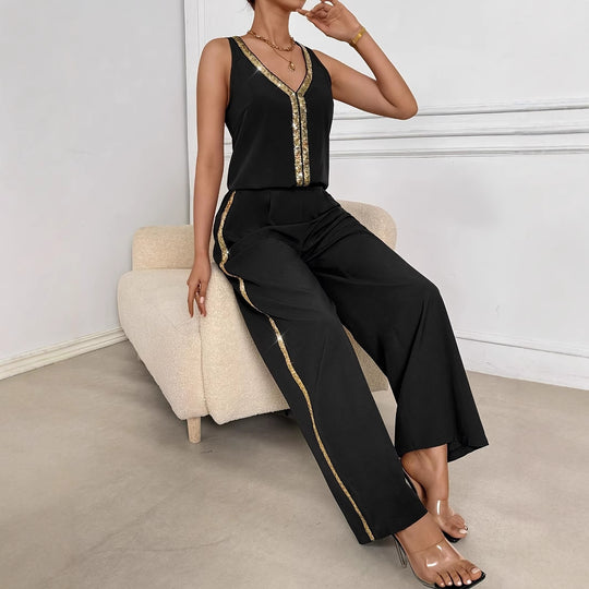 Damen elegantes und farbenfrohes Jumpsuit Set R&B