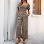 Damen Luftiger Sommeroverall mit Puffärmeln und elastischem Taillenband R&B