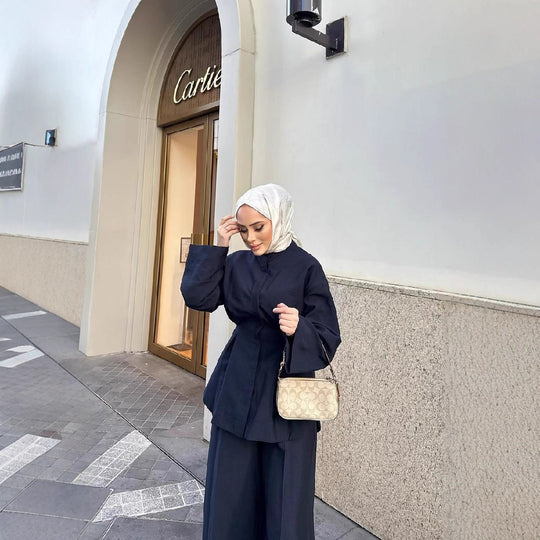 Damen Zweiteiliges Set mit lockerer Passform und Taillengürtel R&B