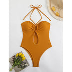 Damen Einteiliger Badeanzug mit modischem Cut-Out-Design und trägerlosem Oberteil R&B