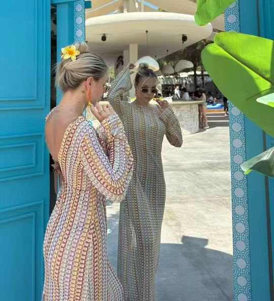 Damen Hüftlanges Strandkleid mit weiter Passform R&B