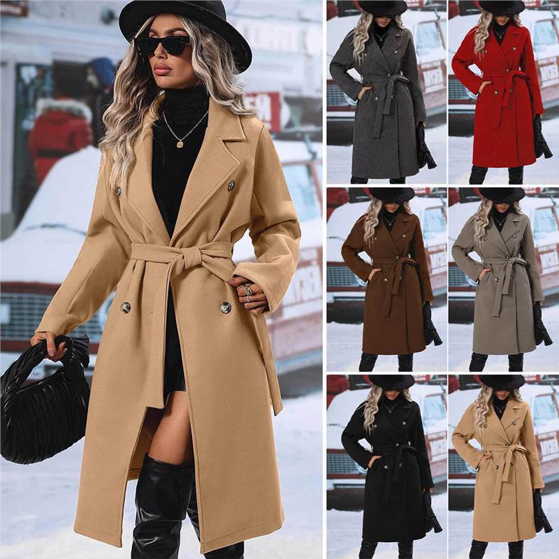Damen Doppelreiher Wollmantel R&B