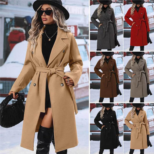 Damen Doppelreiher Wollmantel R&B