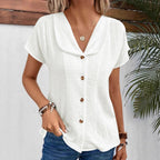 Damen Blusenshirt mit stilvollem Schalkragen und dekorativen Knopfdetails R&B