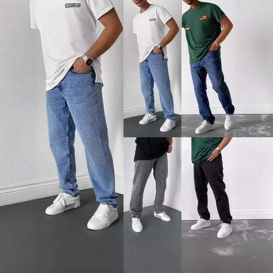 Herren Weite Denim-Hose mit modernem Waschungseffekt