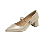 Damen Pumps mit elegantem Riemchen und komfortablem Blockabsatz