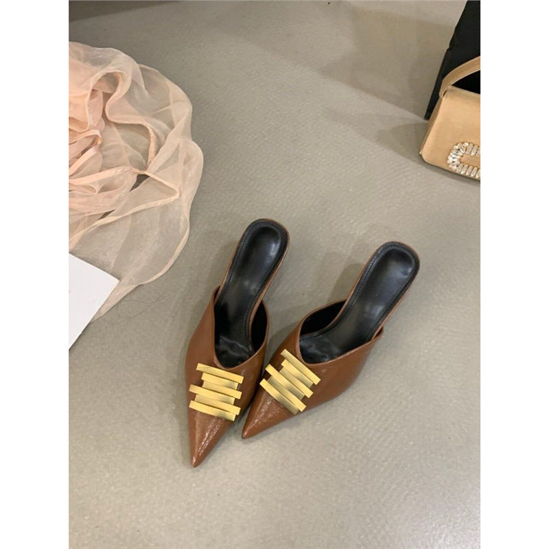 Damen stilvolle Mules mit elastischen Riemchen R&B