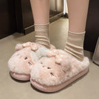 Damen Flauschige Hausschuhe mit süßem Hundefdesign und bequemer Sohle EB