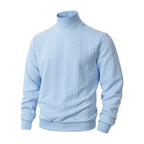 Herren modischer Strickpullover mit hohem Kragen und Zopfmuster R&B