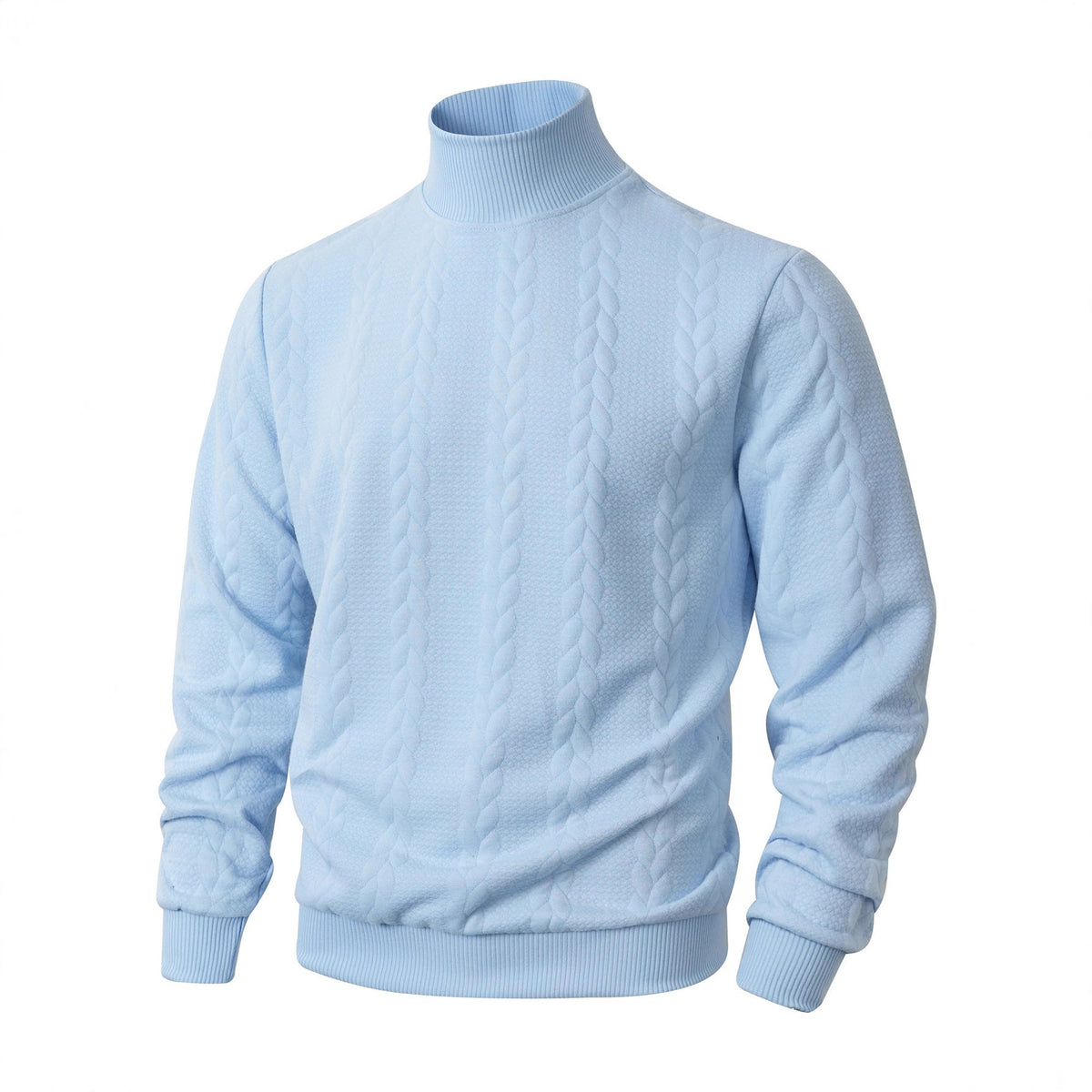 Herren modischer Strickpullover mit hohem Kragen und Zopfmuster R&B