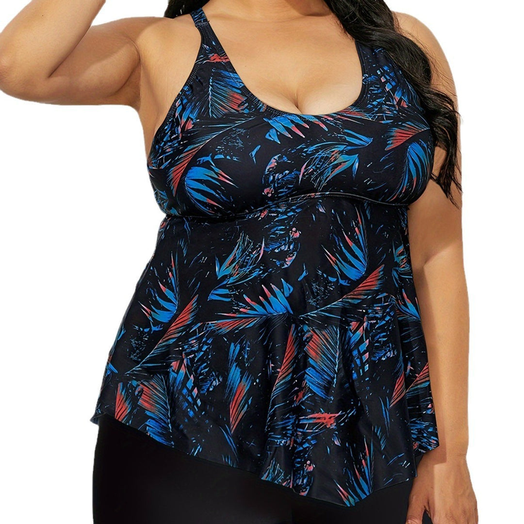 Damen Tankini-Oberteil mit fließendem Schnitt und hochwertigem floralem Design R&B