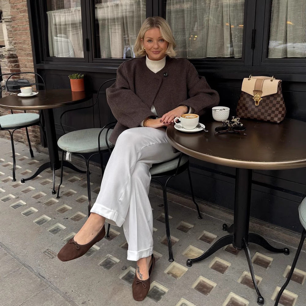 Damen Oversized Wolljacke mit edlen Knopfdetails R&B