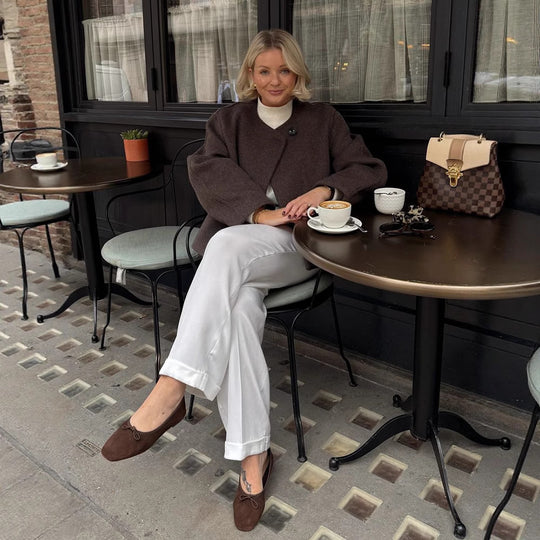 Damen Oversized Wolljacke mit edlen Knopfdetails R&B