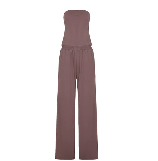 Damen Jumpsuit mit weitem Bein und elastischem Taillenband R&B
