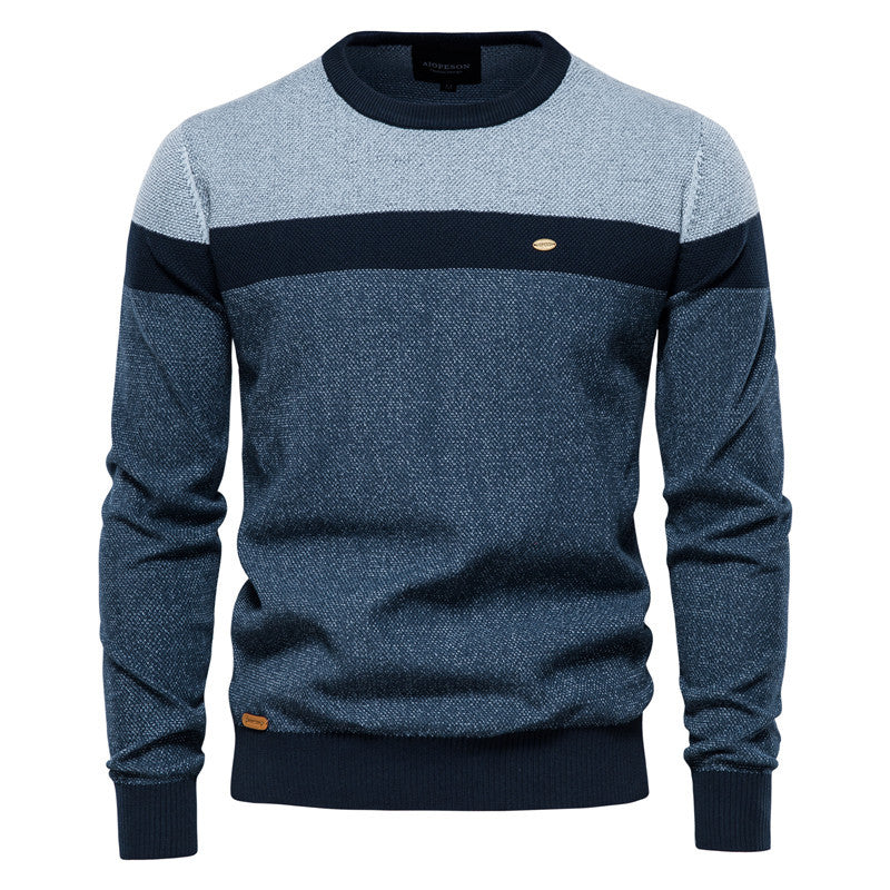 Herren Strickpullover mit modernem Farbblockdesign und feiner Struktur R&B