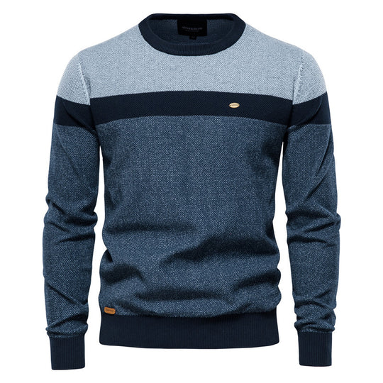 Herren Strickpullover mit modernem Farbblockdesign und feiner Struktur R&B