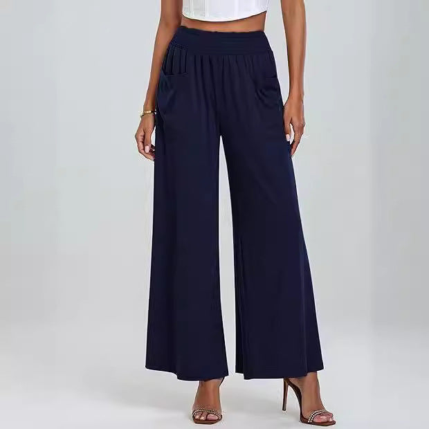 Damen Weite, luftige Palazzo-Hose mit elastischem Bund und praktischen Taschen R&B