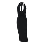 Damen figurbetontes Maxikleid mit tiefem Dekolleté und Rückenschnürung R&B
