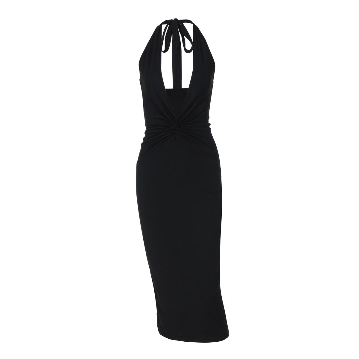 Damen figurbetontes Maxikleid mit tiefem Dekolleté und Rückenschnürung R&B