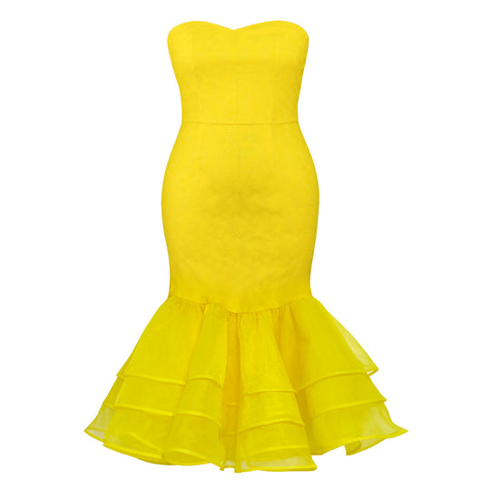 Damen Elegantes Mermaid-Kleid mit Rüschenabsatz R&B