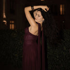 Damen Elegantes Maxi-Kleid mit fließendem Rock und geschmackvoller Chiffon-Schärpe R&B