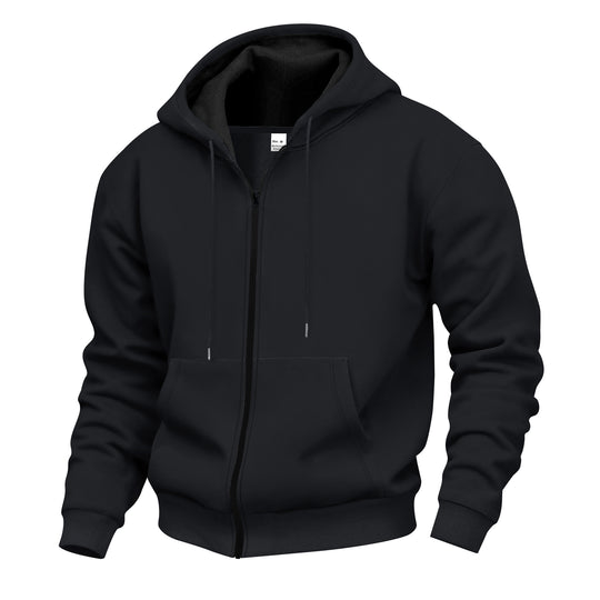 Herren nan Kapuzenjacke mit durchgehendem Reißverschluss und verdeckten Reißverschlusstaschen R&B
