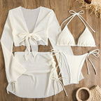 Damen Mesh-Badeanzug mit gR&Bundenem Oberteil und hohem Bund R&B