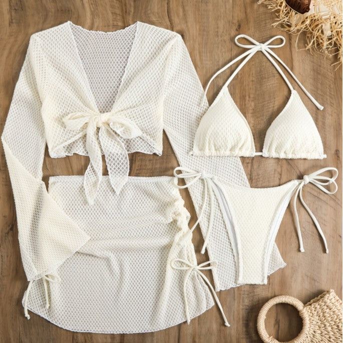 Damen Mesh-Badeanzug mit gR&Bundenem Oberteil und hohem Bund R&B