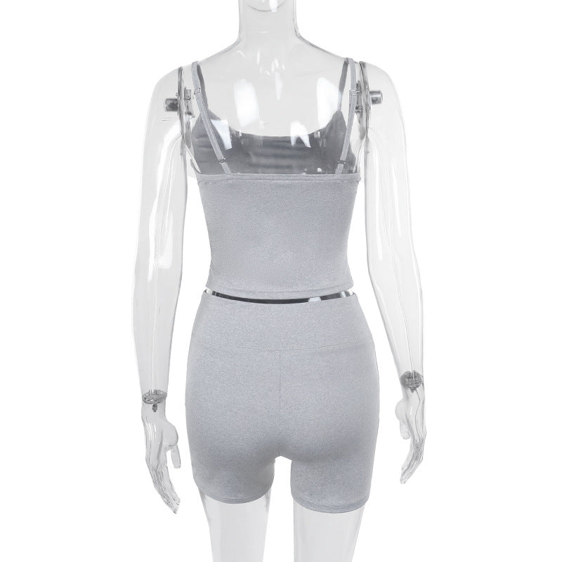 Damen sportliches Crop-Top und Shorts-Set R&B