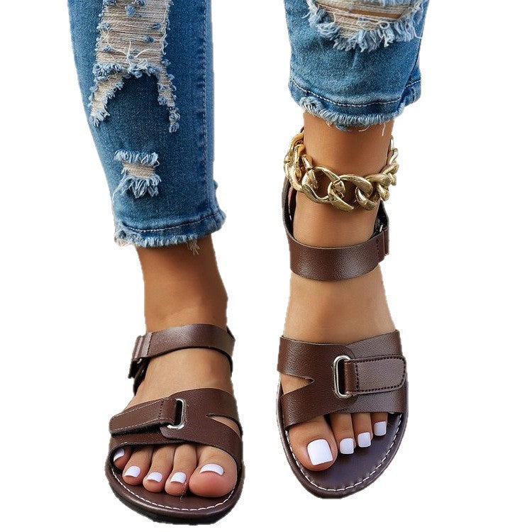 Damen bequeme Riemchen-Sandalen mit modischem Schnallen-Design R&B