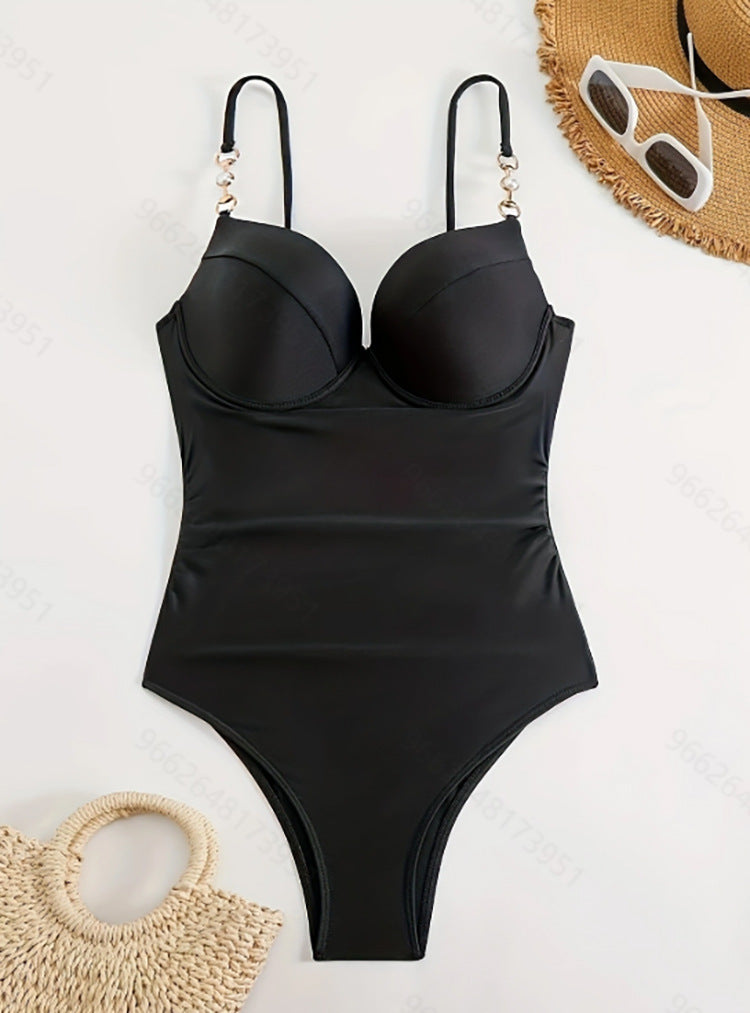 Damen Einteiler Badeanzug mit elegantem Bustier-Design und verstellbaren Trägern
