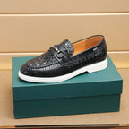 Damen Mokassin Slipper mit modischem Krokodil-Leder-Design R&B