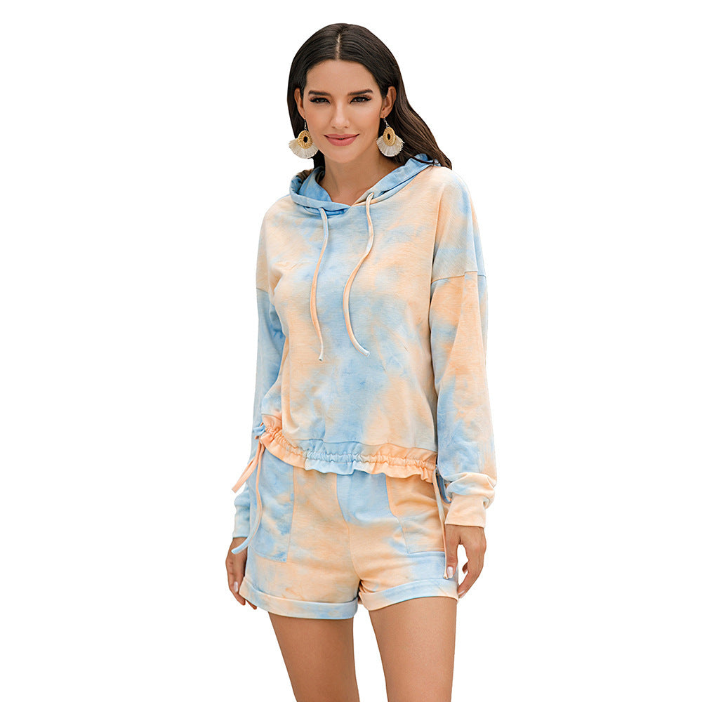 Damen lässiges Freizeit Set mit Kapuzenpullover und Shorts R&B