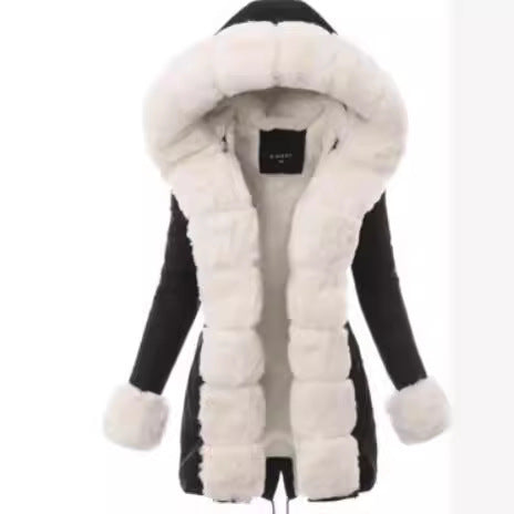 Damen Fleecejacke mit luxuriösem Kunstpelzkragen R&B