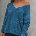 Damen Lässiger Strickpullover mit weitem V-Ausschnitt und off-Shoulder Stil