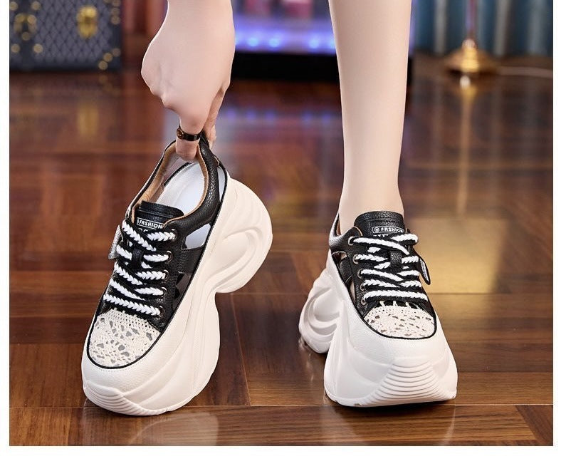 Damen Plateau-Sneaker mit luftiger Oberflächenstruktur und bequemer Dämpfung R&B