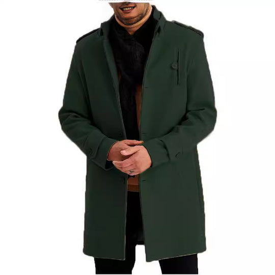 Herren modischer Übergangsmantel mit praktischen Taschen und Stehkragen R&B