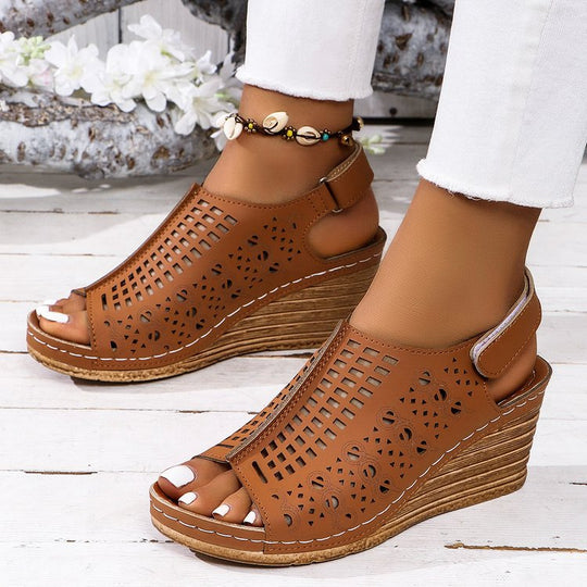 Damen Wedge-Sandalen mit luftiger Perforation und anatomischem Fußbett R&B