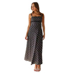 Damen Maxikleid mit Spitze und verspieltem Polka-Dot-Muster R&B