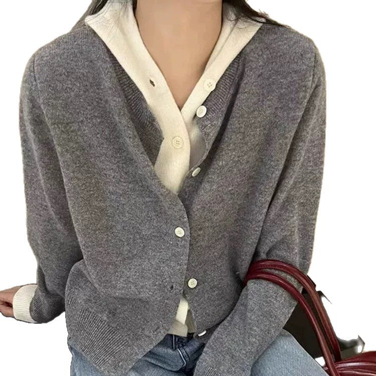 Damen Kuscheliger Cardigan mit Kapuze und Knopfdesign R&B