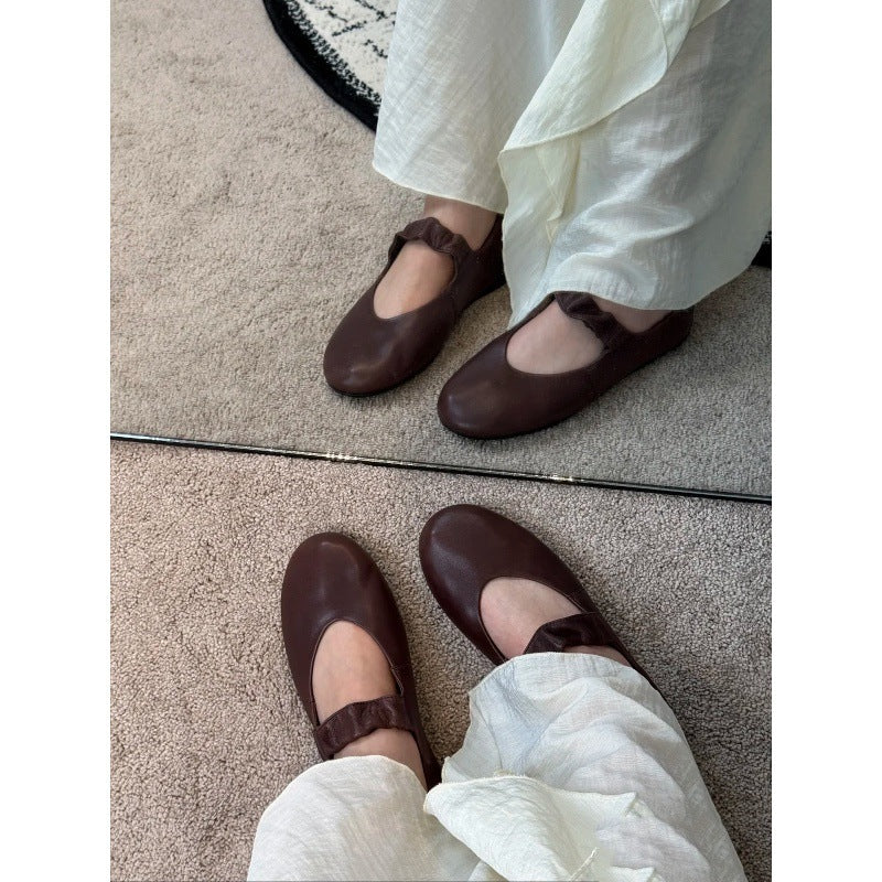 Damen Ballerinas aus softem Leder mit elastischem Riemen R&B