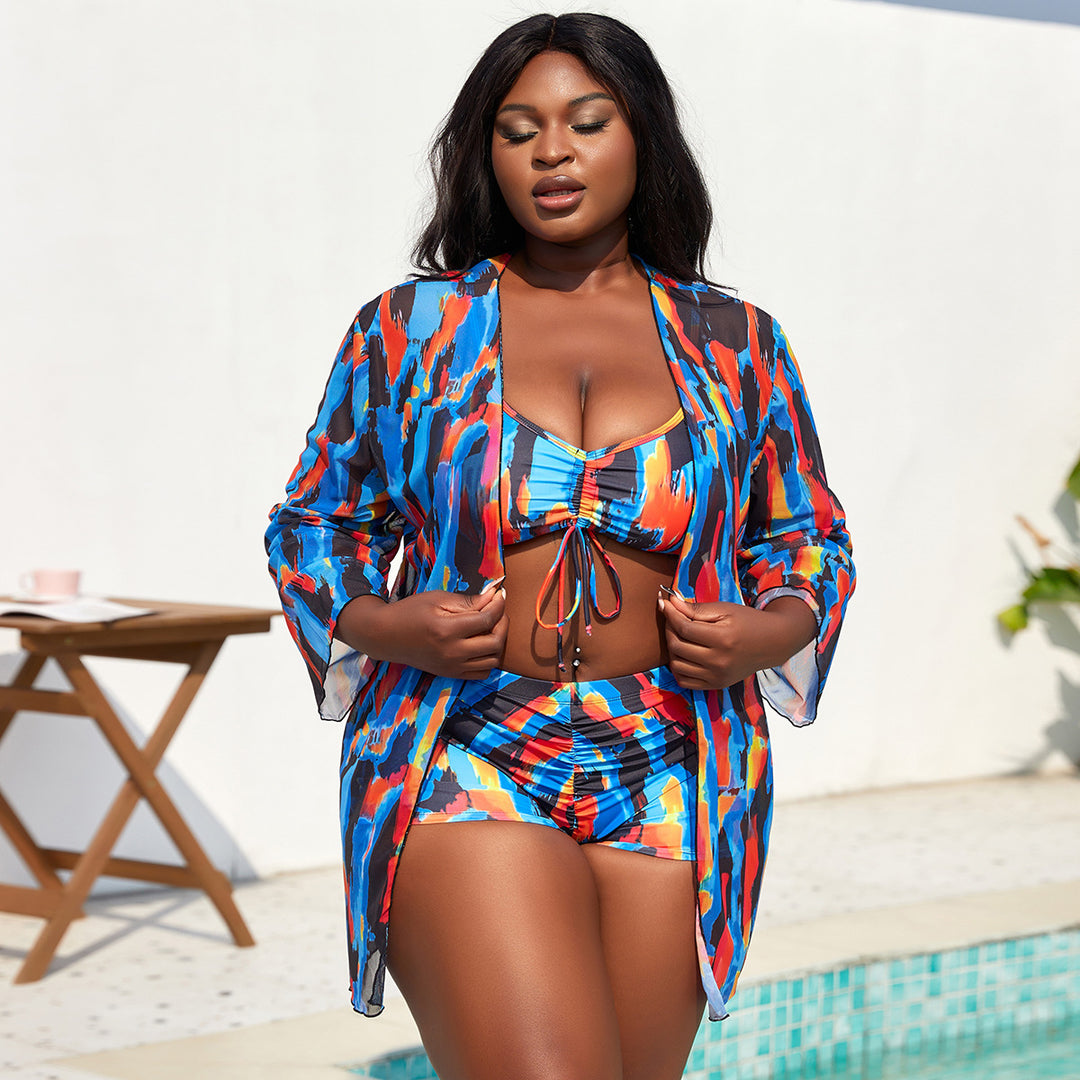 Damen Bikini mit ärmelloser Cover-Up Jacke R&B