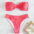 Damen Bandeau-Bikini mit modernem Leopardenmuster