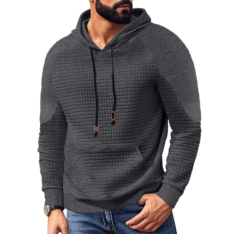 Herren nan Kapuzenpullover mit quadratischer Struktur, Raglanärmeln und Kängurutasche R&B