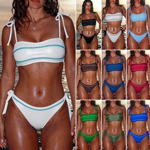 Damen Bandeau-Bikini mit eleganten Krawatten und zierlichem Design R&B