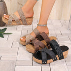 Damen Wedge-Sandalen mit geflochtenem Riemendesign und eleganter Korksohle R&B