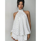 Damen Minikleid mit verspieltem Polka-Dot-Muster und elegantem Neckholder R&B