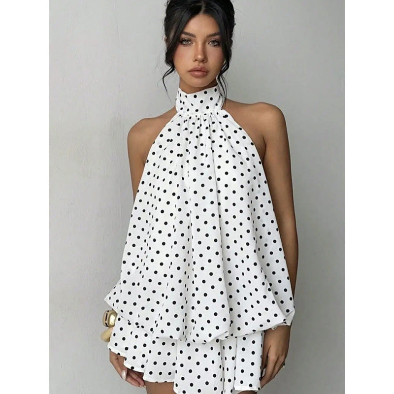 Damen Minikleid mit verspieltem Polka-Dot-Muster und elegantem Neckholder R&B