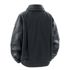 Damen modische Kunstlederjacke mit hohem Kragen und praktischen Seitentaschen R&B